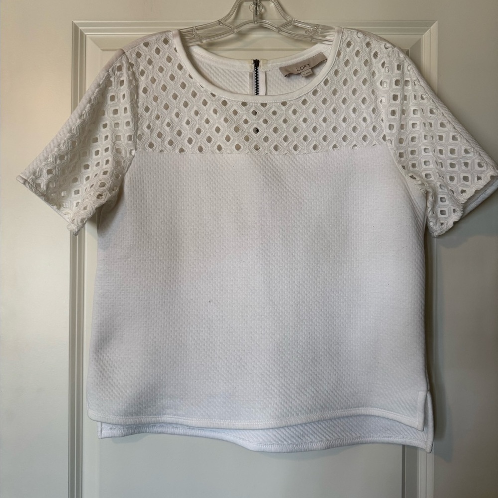 LOFT White Eyelet Top